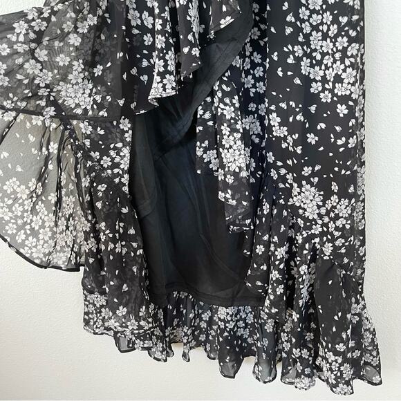 NWT Lulus Black Floral Print Ruffled One Shoulder Midi Dress (Small) - Picture 7 of 7